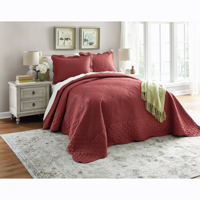 Carlton Bedspread Set, Wine, large
