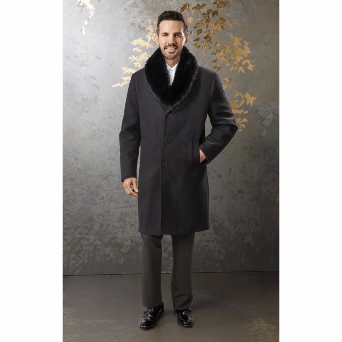 Frank Faux-Fur Collar Coat, , large