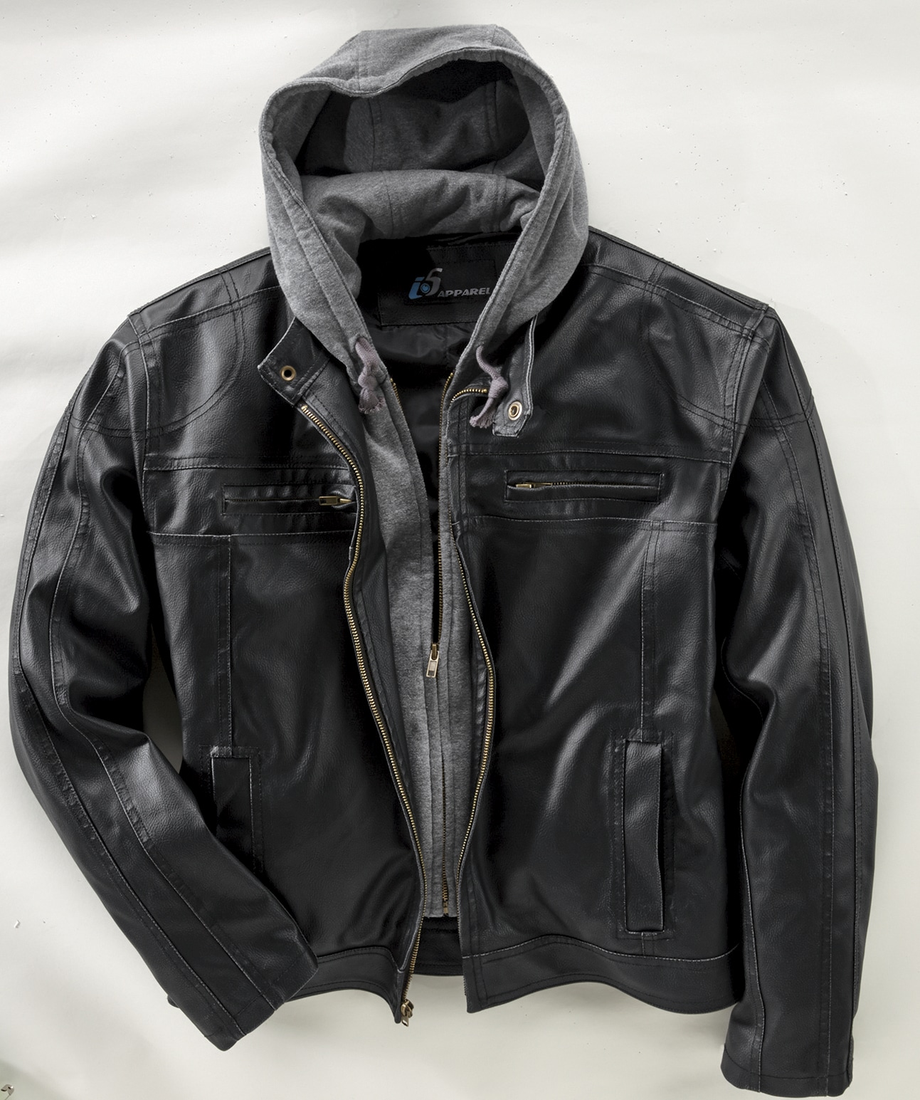 vegan leather jacket with hood