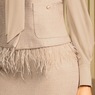 Rebecca Tweed Women's Skirt Suit with Tie-Bow and Feather-Trimmed Jacket, , large