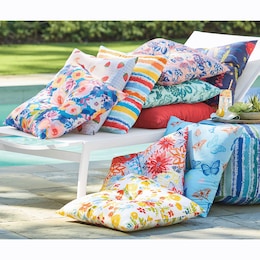 Button-Tufted Outdoor Pillow, , large