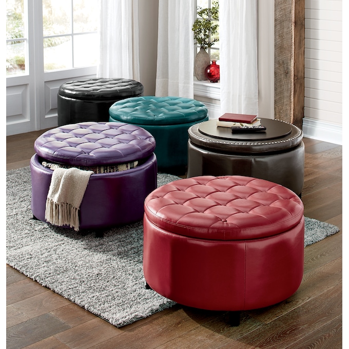 Hudson Round Storage Ottoman Midnight Velvet Hudson Round Storage Ottoman Midnight, Large Round Ottoman With Shoe Storage