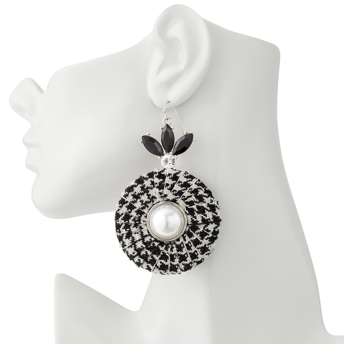 Houndstooth Fabric Earrings, , large