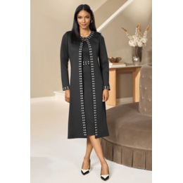 Beverlie Classic Jacket Dress for Women with Stud Accents, , large