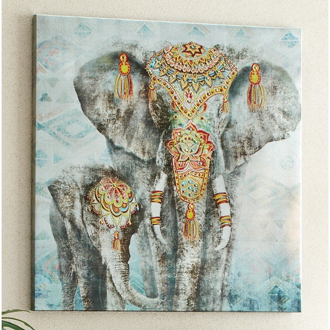Mom and Baby Elephant Embellished Wall Art, , large