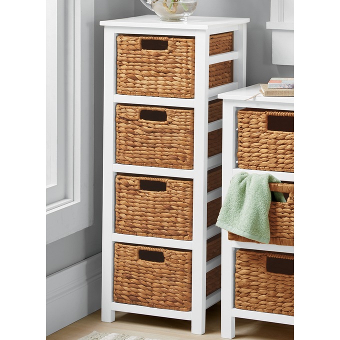 4-Tier Leslie Basket Tower, White, large