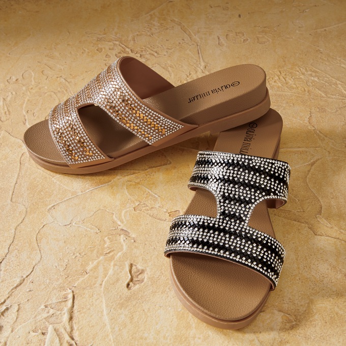 Olivia miller rhinestone flip flops discount