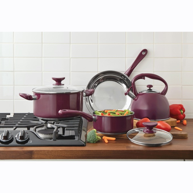 6-Piece Fig Colored Stainless Steel Cookware Set, , large