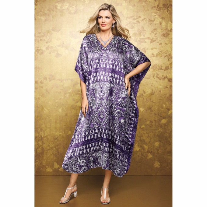 Lydia Long Women's Caftan with V-Neck, , large