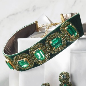 Green Crystal Necklace or Choker, , large