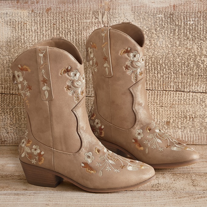 Amanda D&#39;Laurie Golden Embroidered Bootie, , large