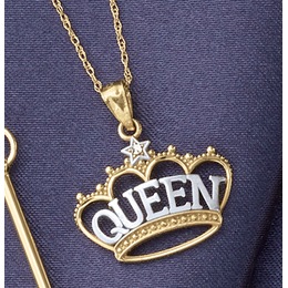 10K Gold Two-Tone Queen Pendant, , large