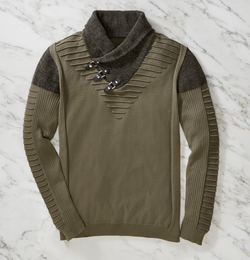 Men&#39;s Buckle Sweater, Olive, large
