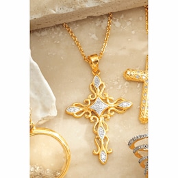 Diamond Filigree Cross Pendant, , large