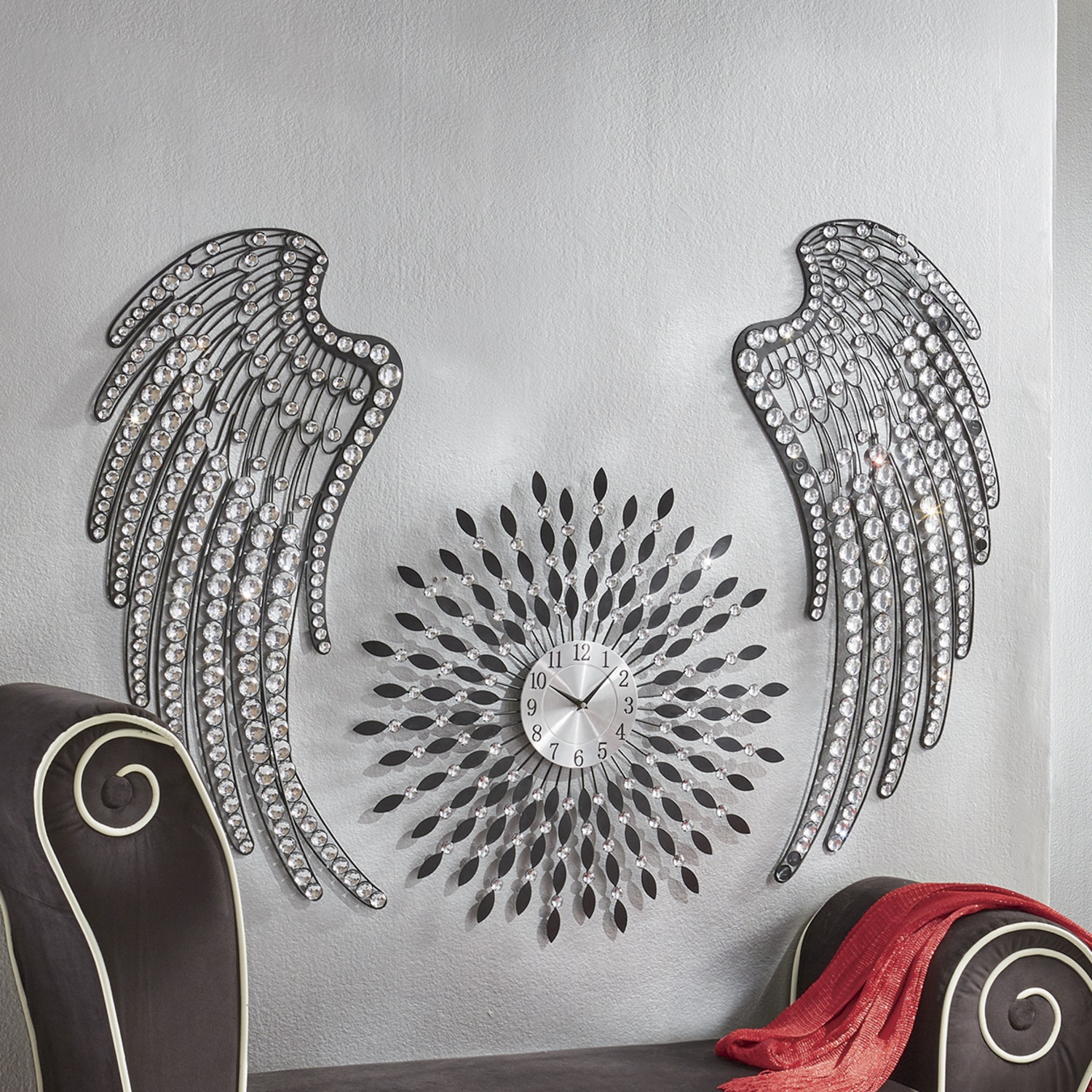 Set Of 2 Jeweled Wings Wall Decor Midnight Velvet