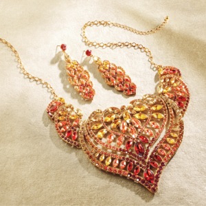 Faceted Ombr&eacute; Crystal Bib Necklace, , large