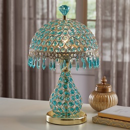 Crystal Table Lamp, Teal, large