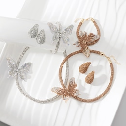 Butterfly Pav&eacute; Crystal Necklace, Bracelet &amp; Earring Set, , large
