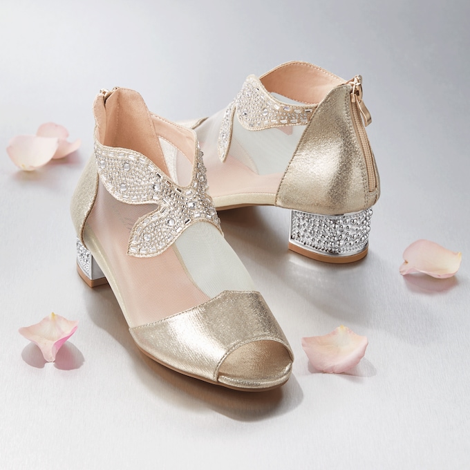 Mesh & Bling Women's Shootie with Silvery Accents, Beads & Sequins & 1.5&rdquo; Heel, , large