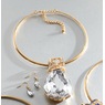 Slide Crystal Teardrop Necklace and Earring Set, , large