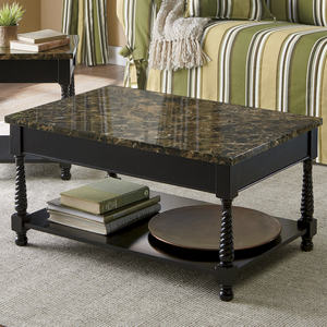 Black Faux-Marble Coffee Table, , large