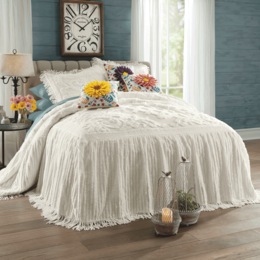Eva Chenille Bedspread, Ivory, large
