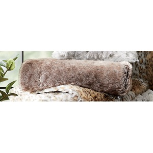 Faux Fur Throw, Brown, large