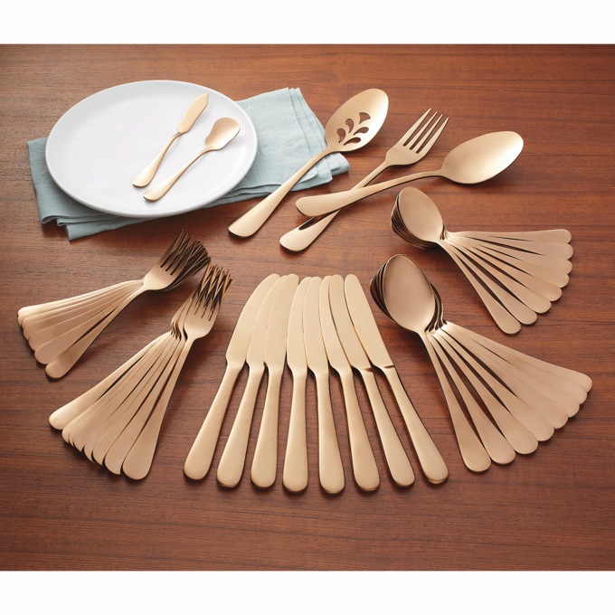 45-Piece Copper Flatware Set, Copper, large