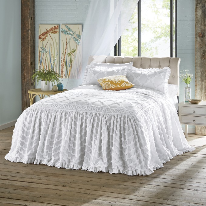Angelica Ruffle Chenille Bedspread, , large