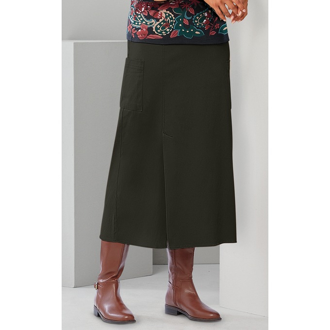 Cotton Cargo-Pocket Skirt, , large