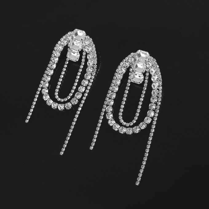 Crystal Oval Earrings, , large