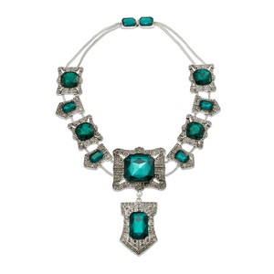 Green Faux Marcasite Necklace, , large