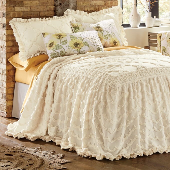 Angelica Ruffle Chenille Bedspread, , large