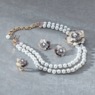 Faux-Pearl/Crystal Flower Necklace, Earring & Ring Set, , large