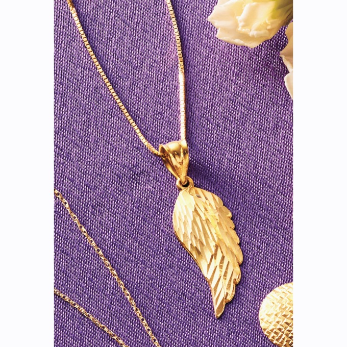 10K Gold Wing Pendant, , large