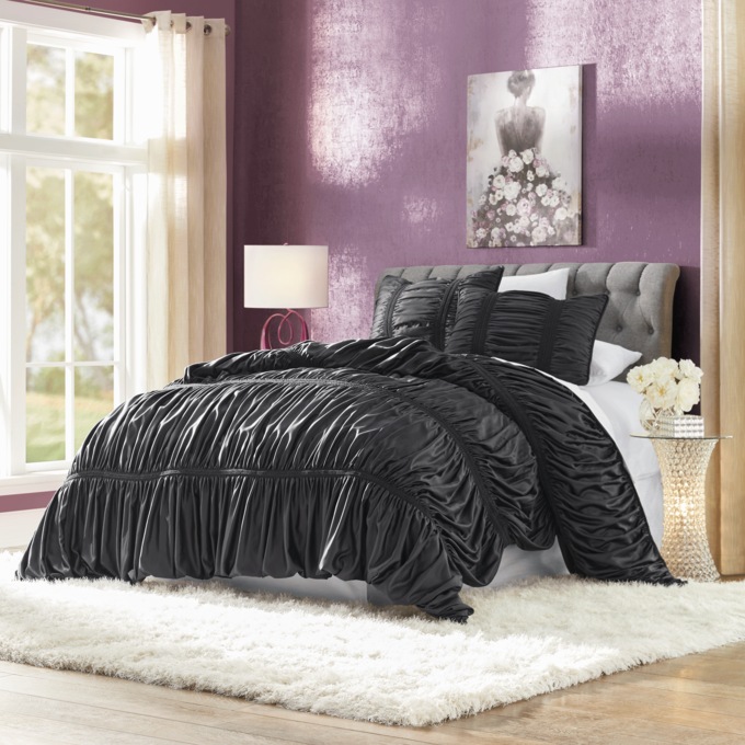 Dominique Satin Ruched Quilt and Sham, , large