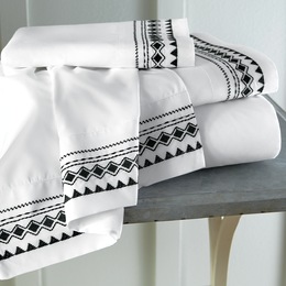 Chain-Stitch Embroidered Microfiber Sheet Set, , large