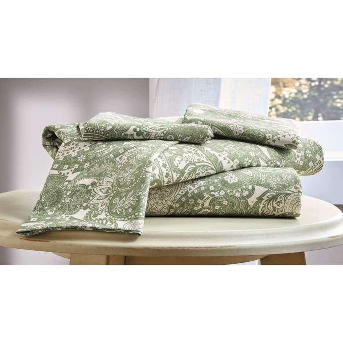 Distressed Paisley Microfiber Sheet Set, , large