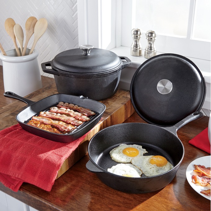 5-Piece Cast Iron Cookware Set, , large