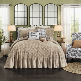Cate Chenille Bedspread, Taupe, large
