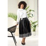 Morgan Woven Blouse and Pleated Faux-Leather Skirt, , large