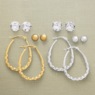 3-Pair Hoop and Stud Earring Set, , large
