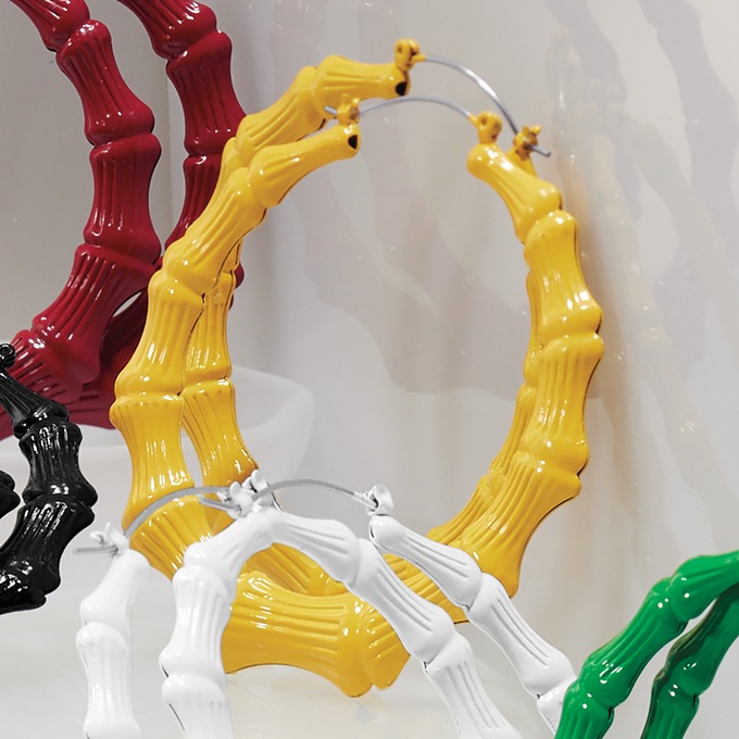 Color Bamboo Hoops, Yellow, large