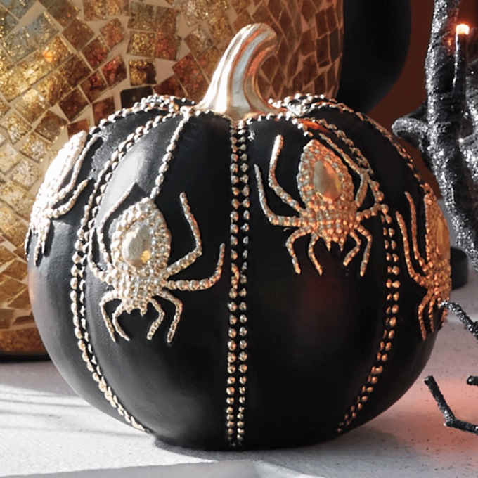 Black and Gold Spider Pumpkin, , large