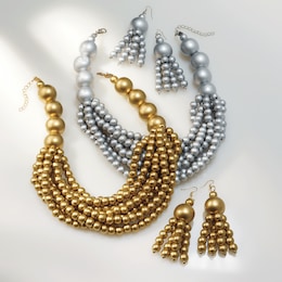 Multi-Strand Bead Necklace &amp; Earring Set, , large