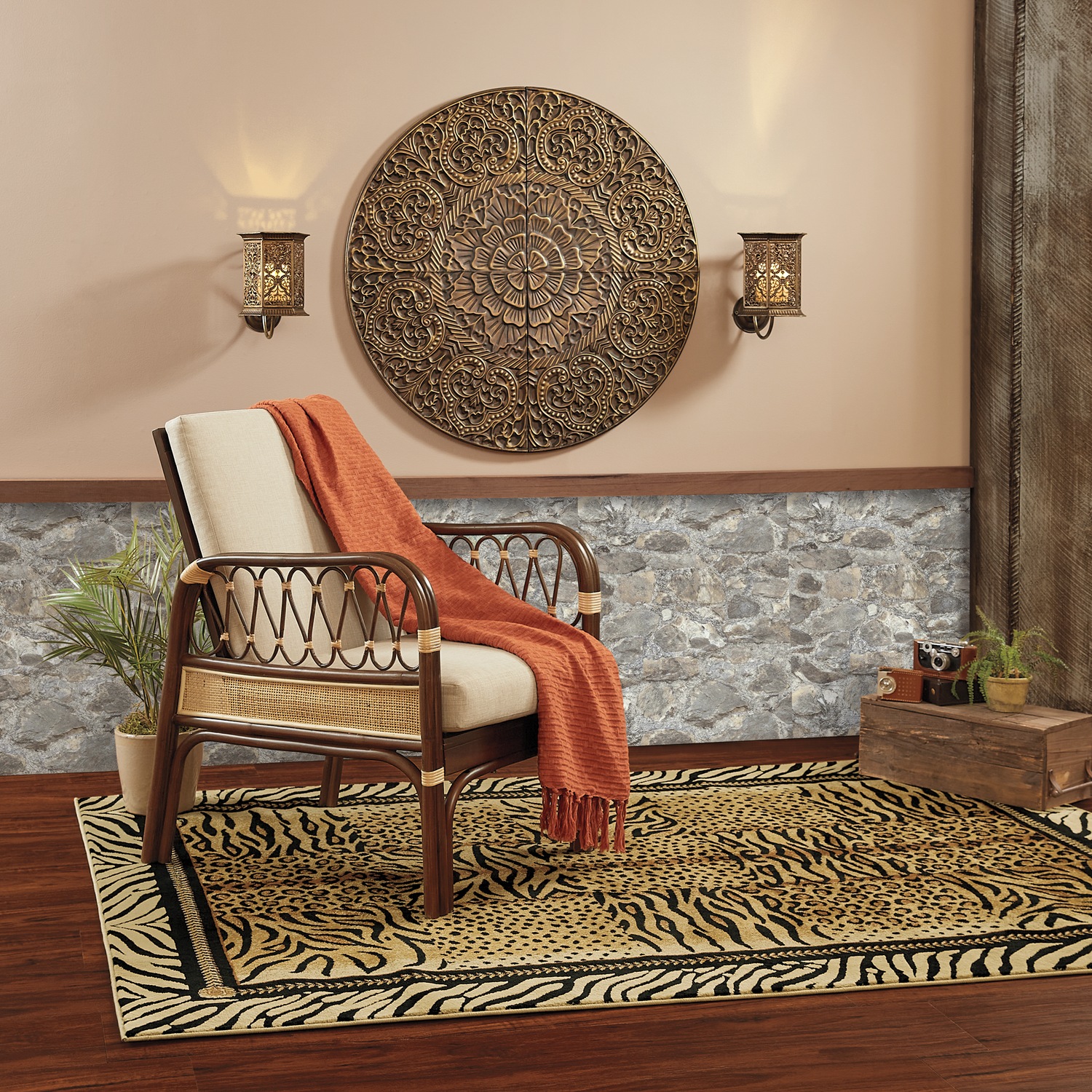 Medallion Wall Art and Global Sconces Midnight Velvet