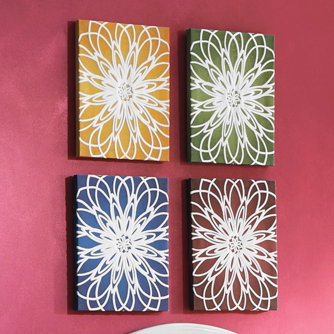 Set of 4 Bold Dahlia Wall Art, , large