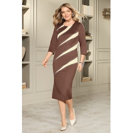 Caydi Studded Diagonal Colorblock Sheath Midi Dress, , large