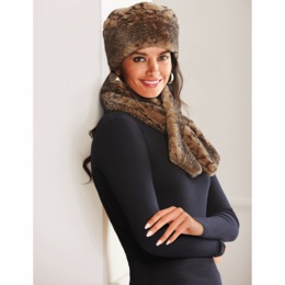 Faux-Fur Pillbox Hat and Collar, , large