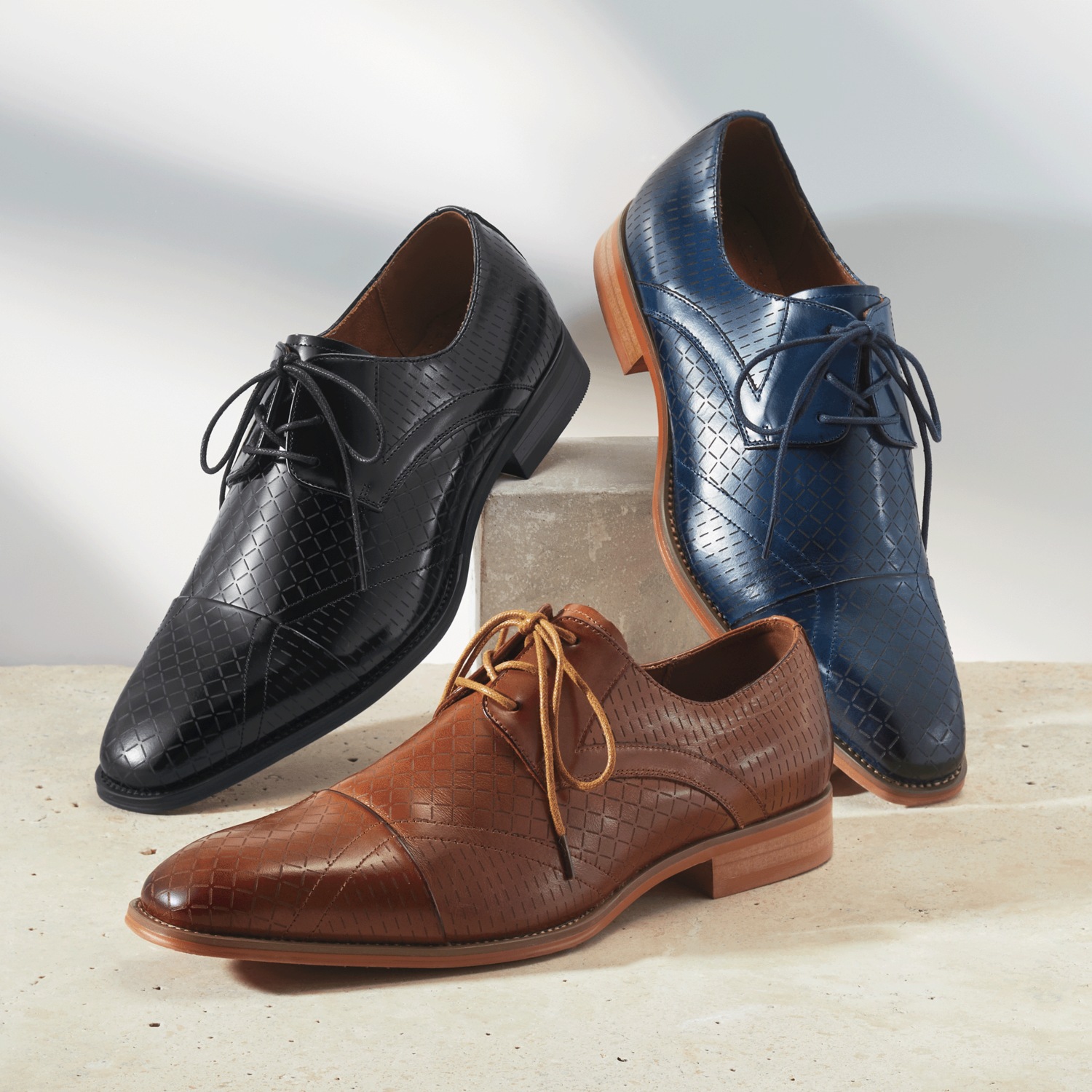 Stacy Adams Hobson Laser-Cut Oxford | Midnight Velvet